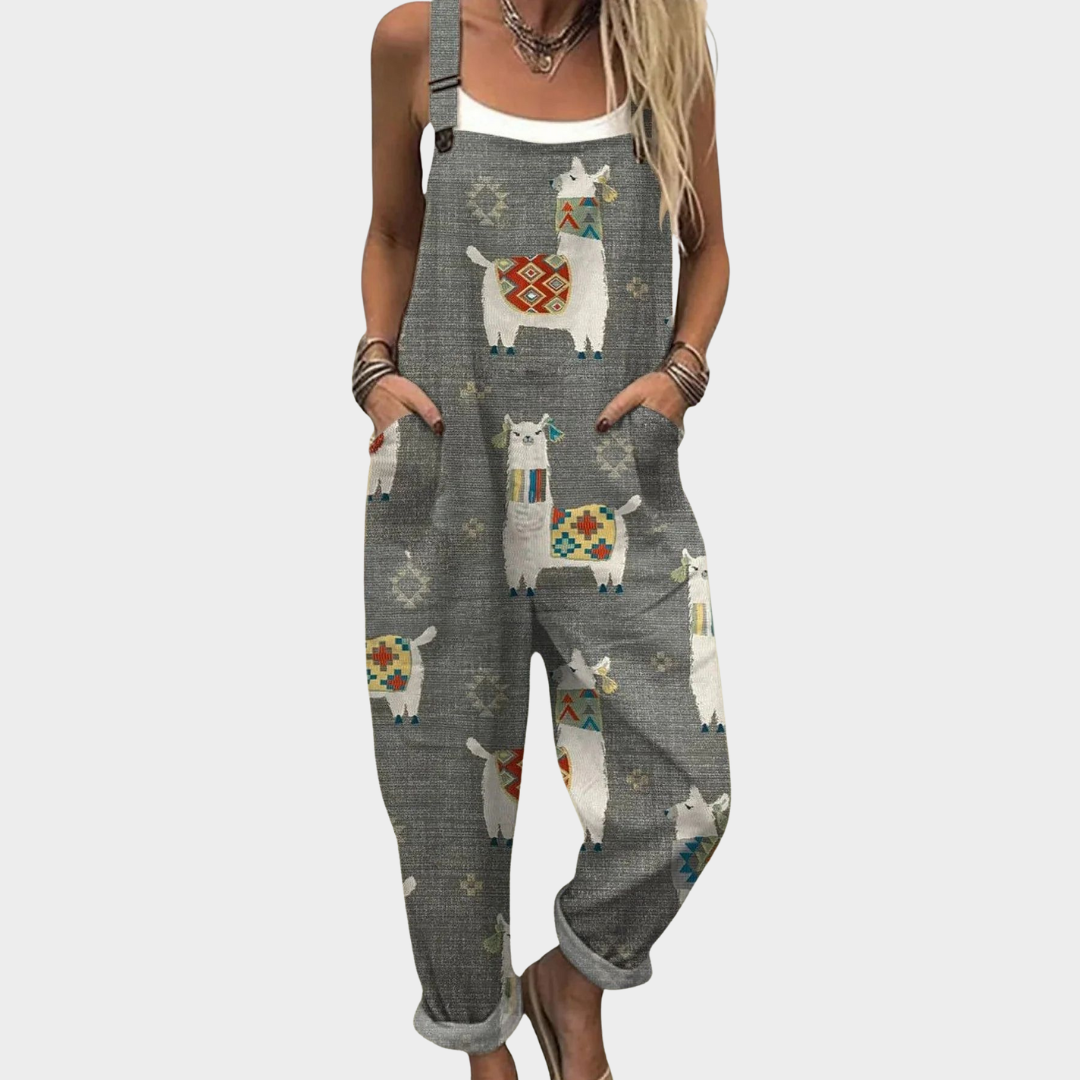 Comfortable Printed Overalls