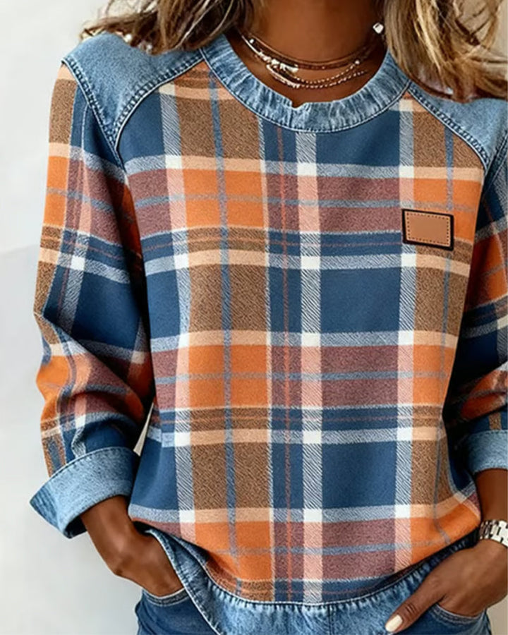 Ivy | Checkered Patchwork Sweatshirt