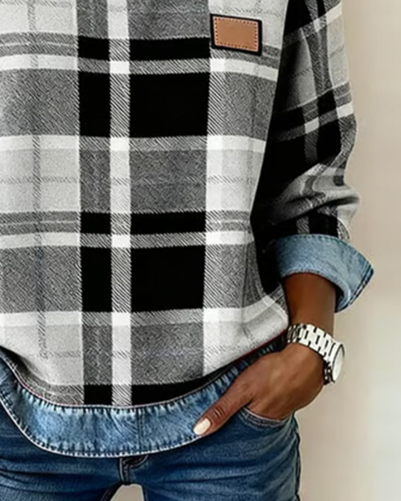 Ivy | Checkered Patchwork Sweatshirt