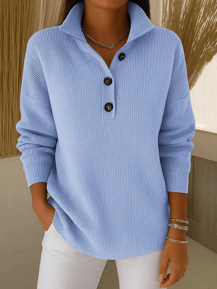 Cynthia | Ribbed Collar Button Sweater