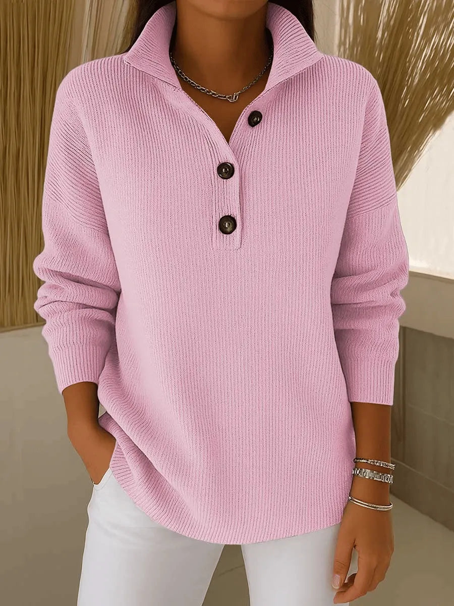 Cynthia | Ribbed Collar Button Sweater