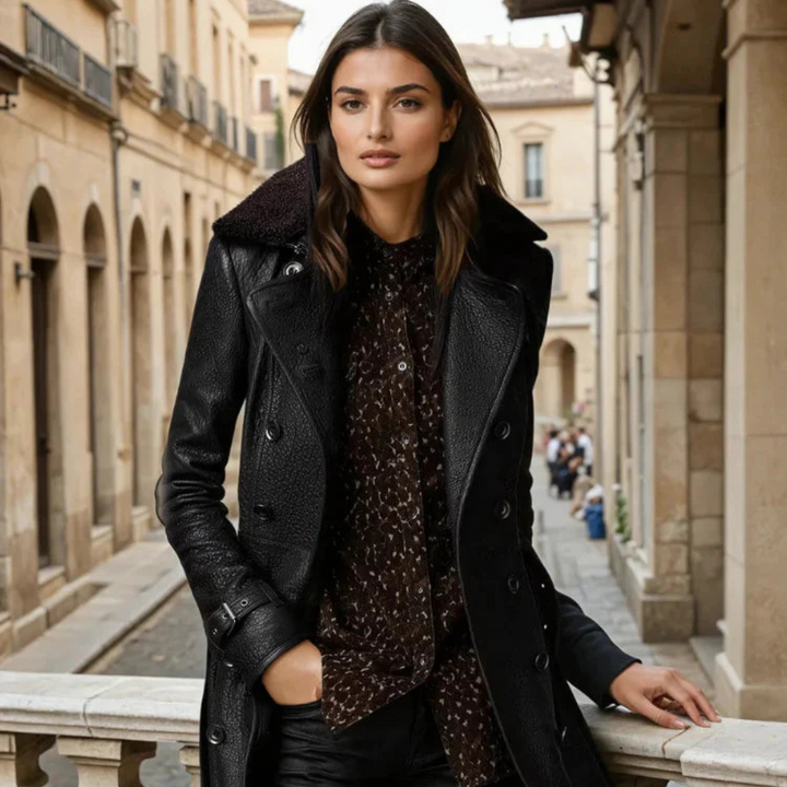 ELOWEN™ | Luxurious Leather Coat